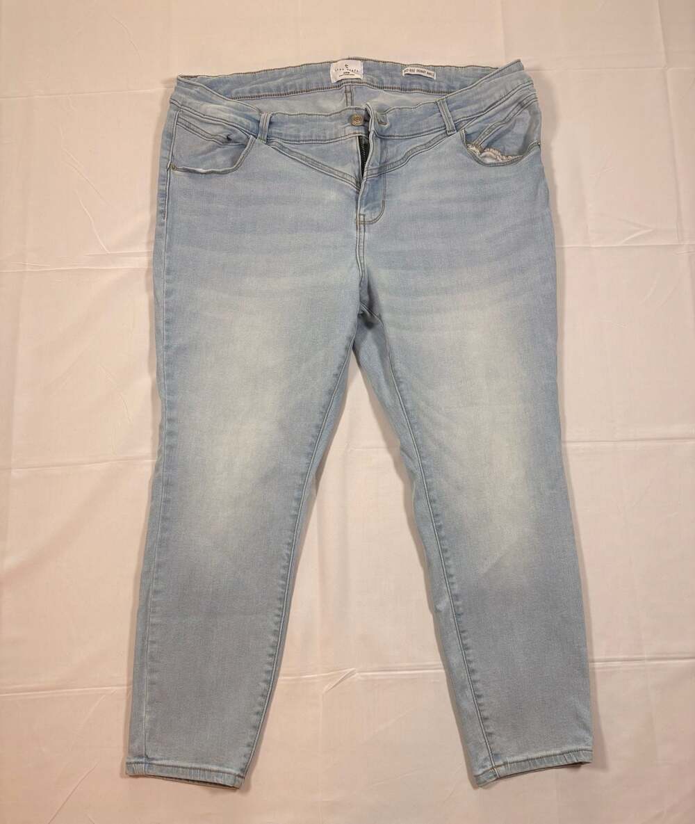 Women’s True Craft Plus Size 20W Mid-Rise Skinny Ankle Jeans in Light Wash
